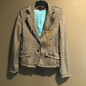 Spy Exchange Deconstructed Tweed Wool And Silk Blend Jacket Size Small